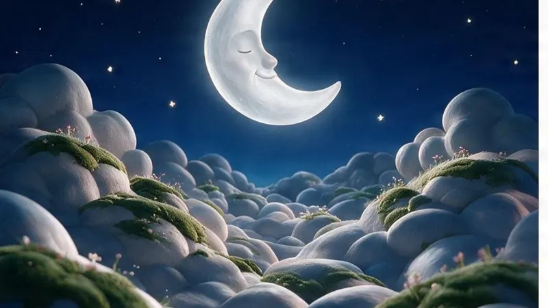 The Cloud Meadow, up in the cloud tops The Cloud Meadow, mossy cloud tops under the Crescent Moon — nap time stories stay high on the ladder, where the light does not go all the way down
